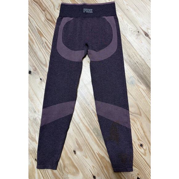 Victorias Secret M PINK Seamless Leggings Burgundy Athletic Workout Pants Flaw - Picture 2 of 6